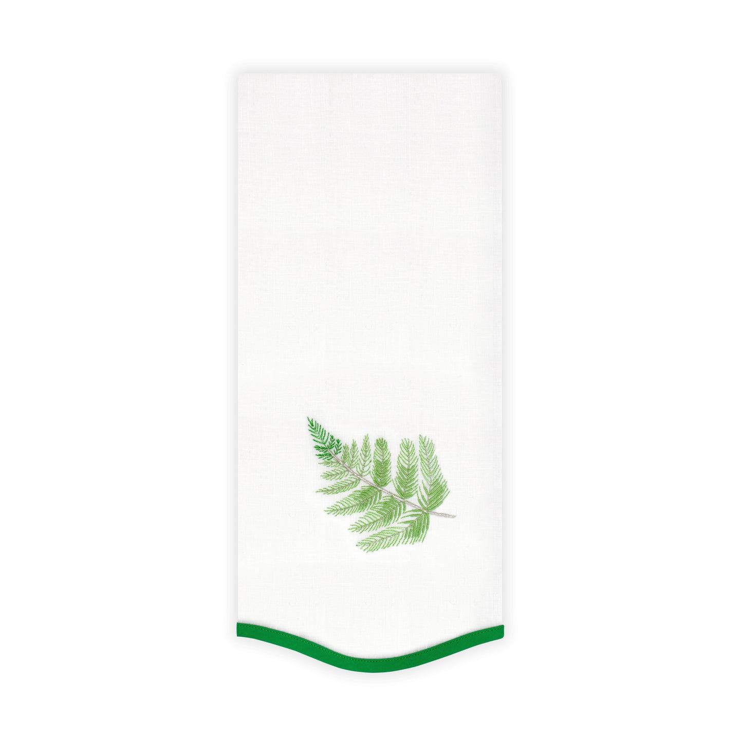 Feuilles Green/Silver Emb. Guest Towel