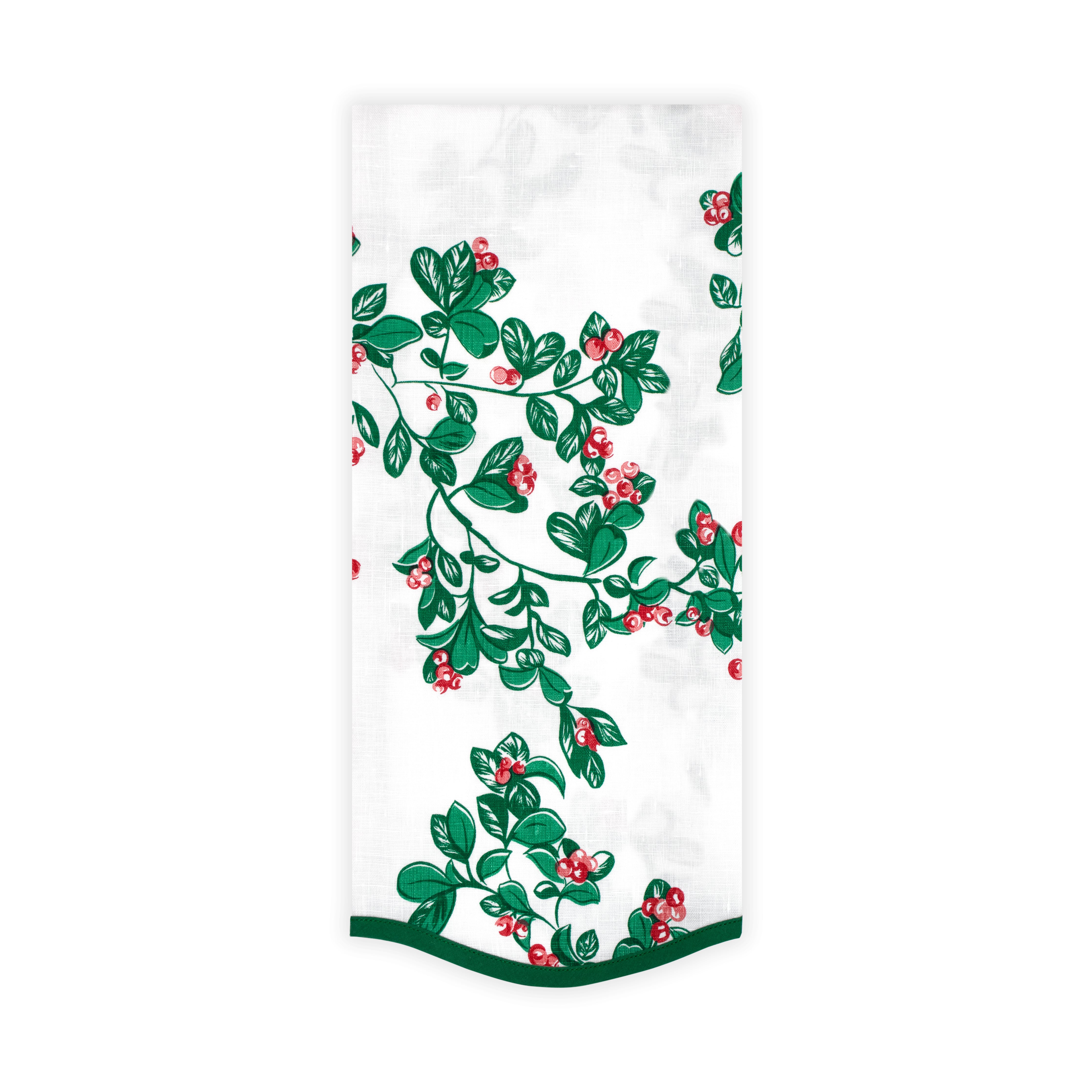 Airelles Green/Red Printed Guest Towels