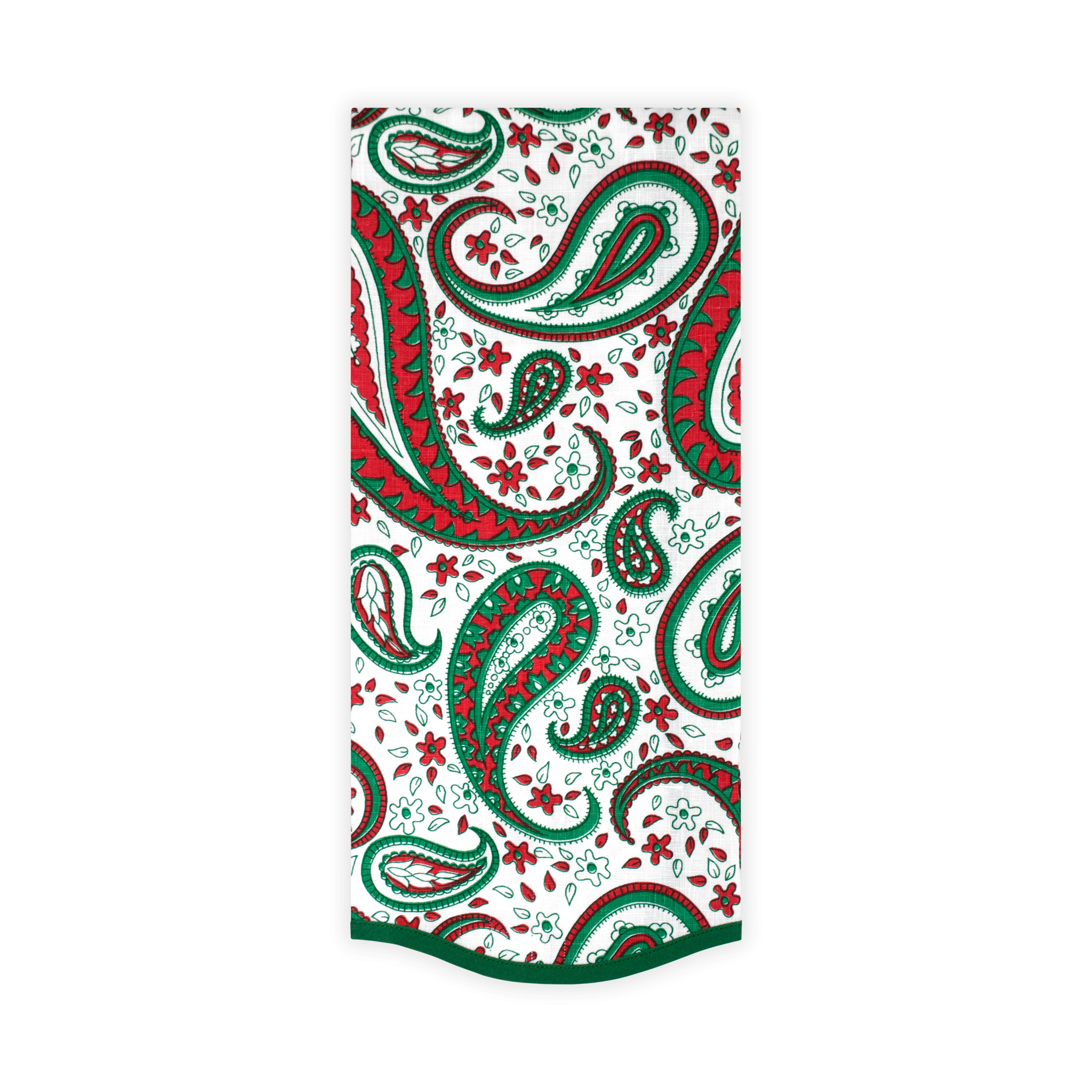 Cachemire Green/Red Printed Guest Towels