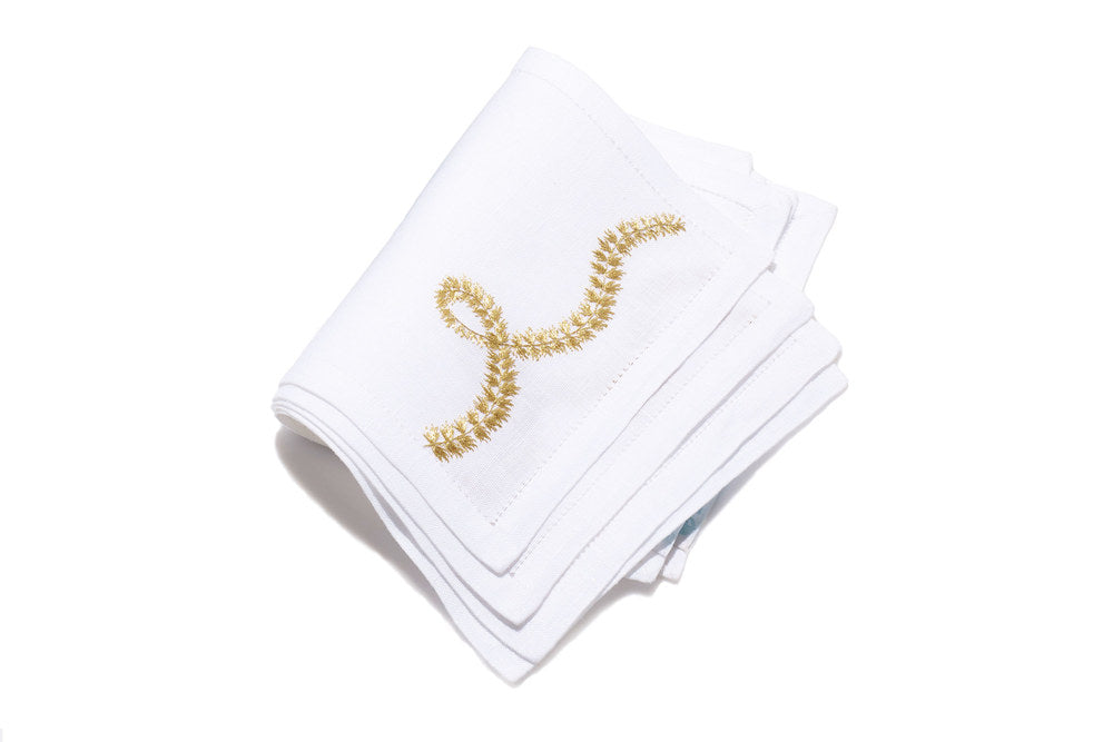 Guirlande de Lierre Gold Emb. Cocktail Napkin Sets