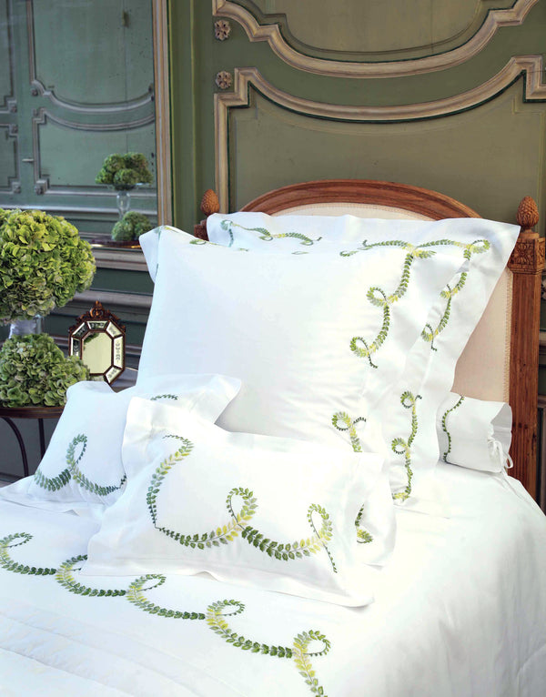 Guirlande de Lierre Green Emb. Bed Linens