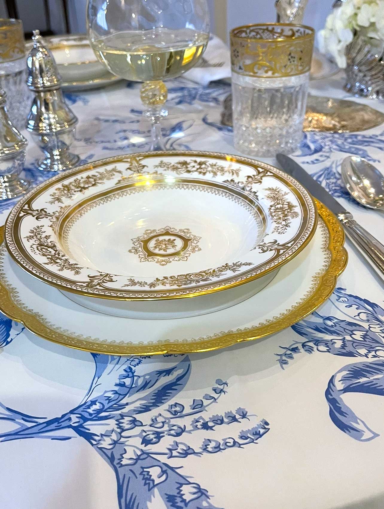 Muguet Blue Printed Tablecloths