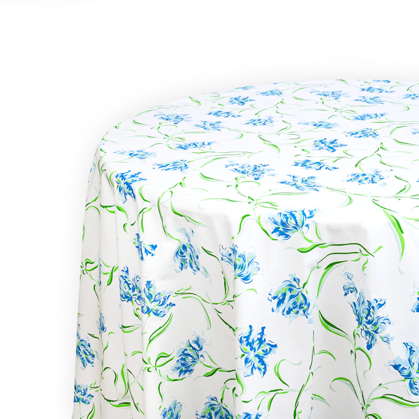 Tulipe Perroquet Blue Printed Tablecloth
