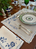 Mers de Chine Blue Emb. Placemat/Napkin Sets