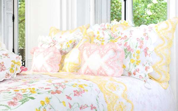 Pois de Senteur Pink/Yellow Bed Linens