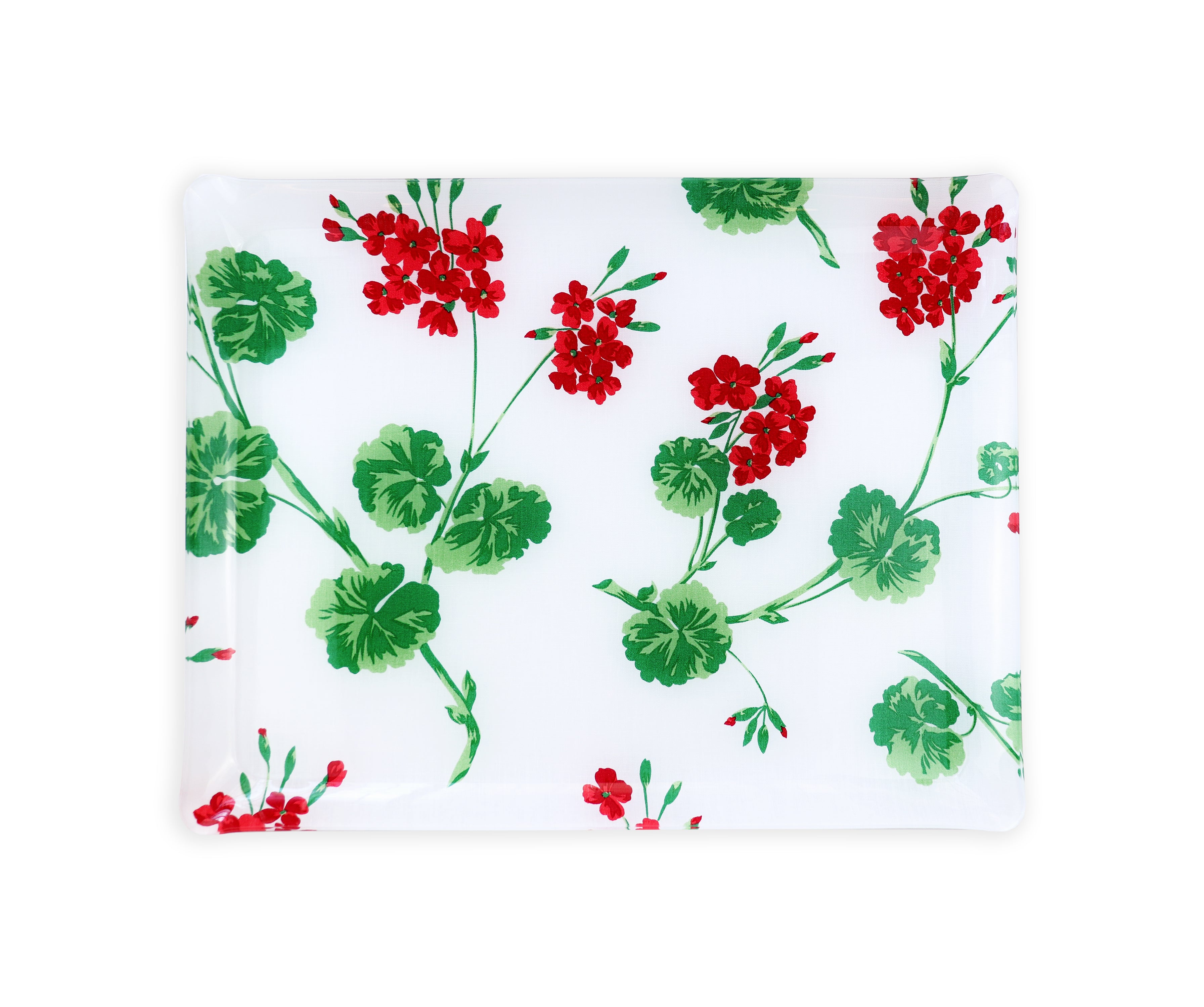 Géraniums Red Laminated Trays