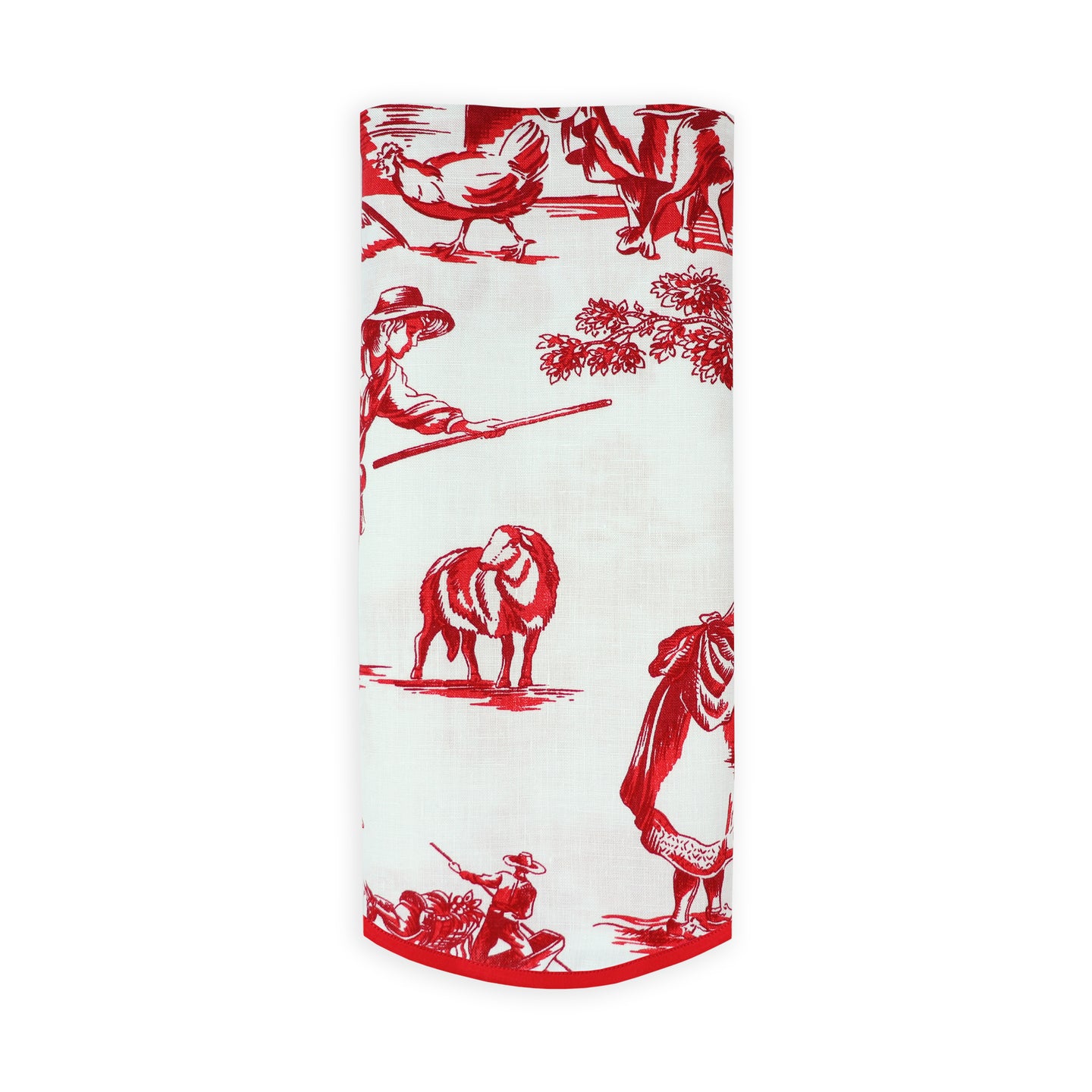 Pastorale Red Printed Linen Guest Towel