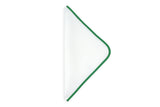 Solid White with Green Linen Tablecloths & Napkins