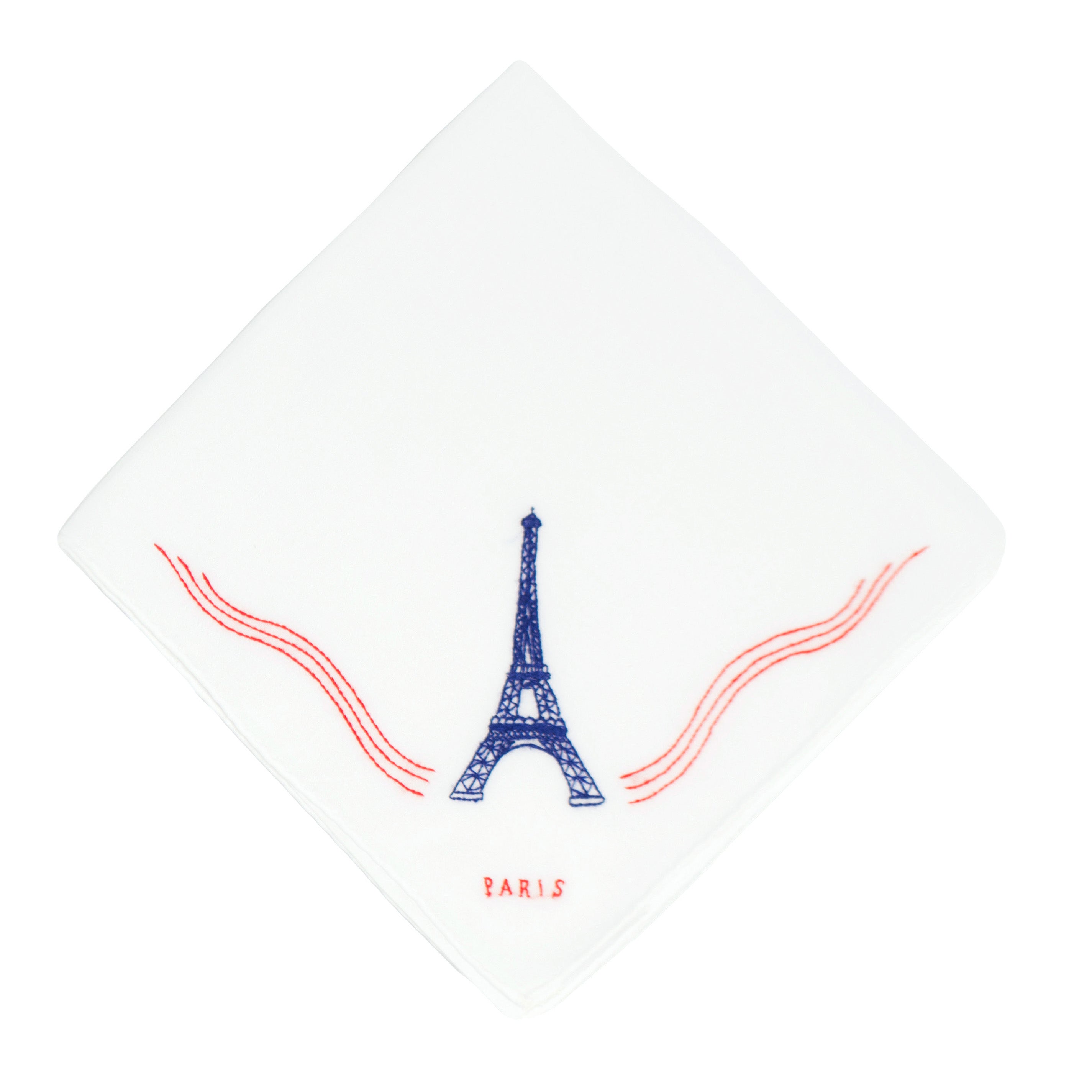 Embroidered Eiffel Tower Royal Blue Handkerchief