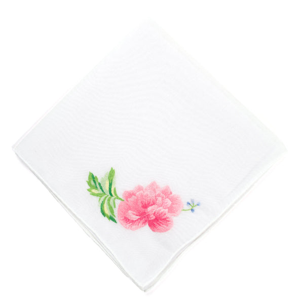 Embroidered Pivoines Handkerchief