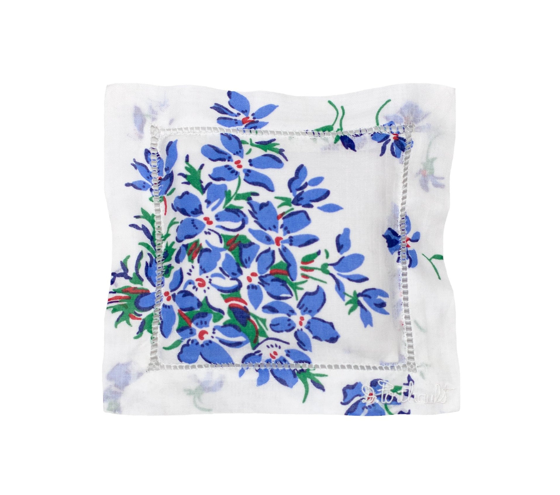 Violettes Blue Emb. Square Sachet