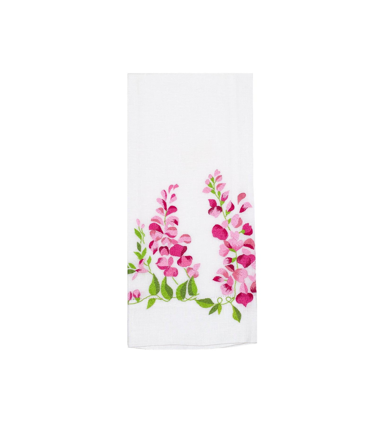 Glycines Pink/Green Emb. Guest Towels