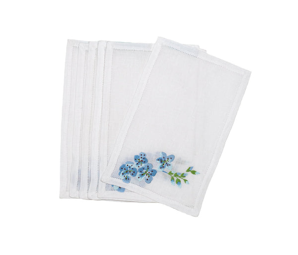 Fleurs de Pêcher Blue Emb. Cocktail Napkin Sets