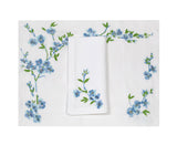 Fleurs de Pêcher Blue Emb. Placemat/Napkin Sets