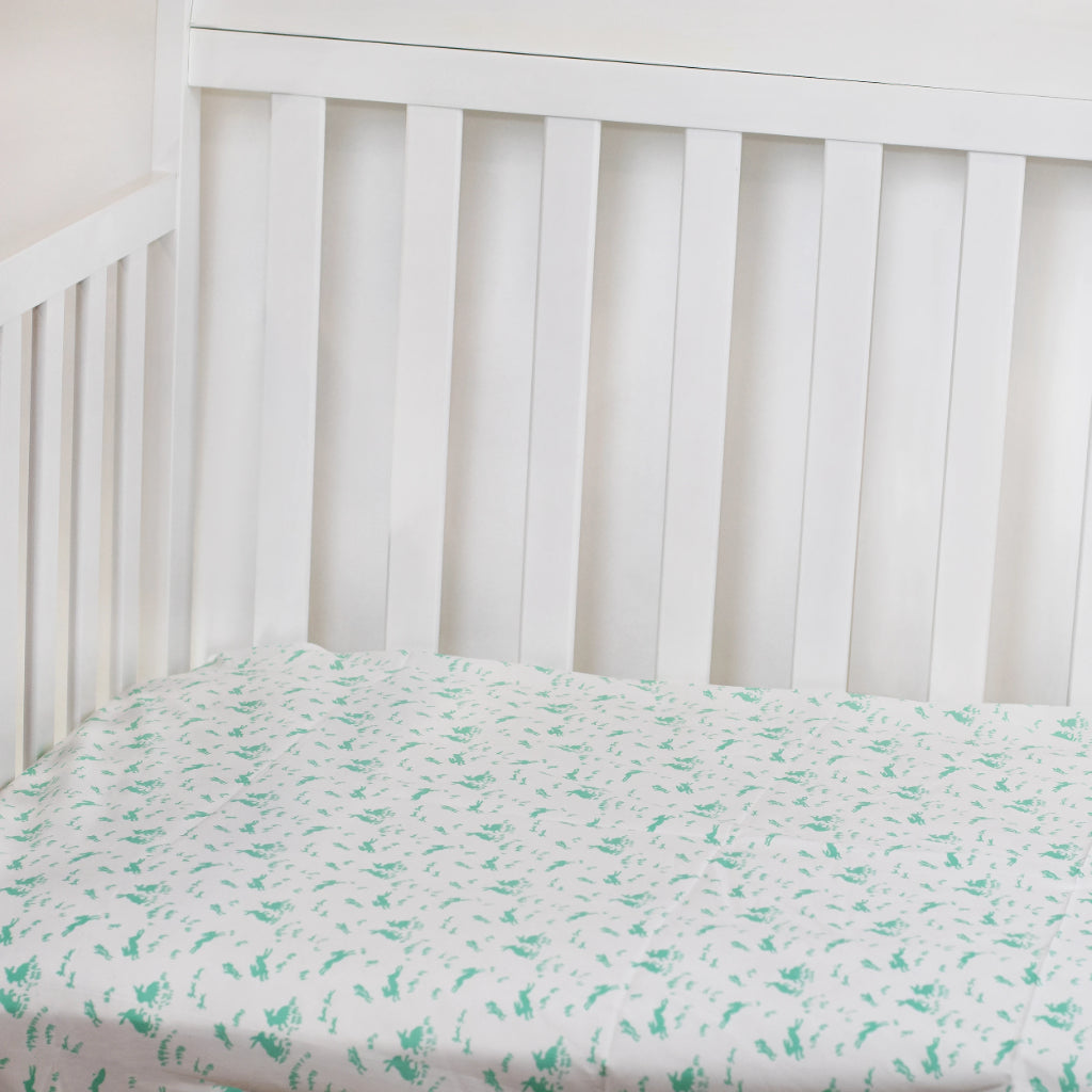 Lapins Mint Green Fitted Crib Sheet