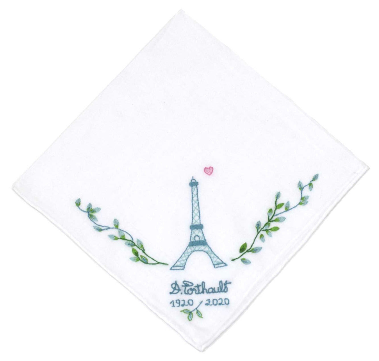 Embroidered 100th Anniversary Eiffel Tower Handkerchief