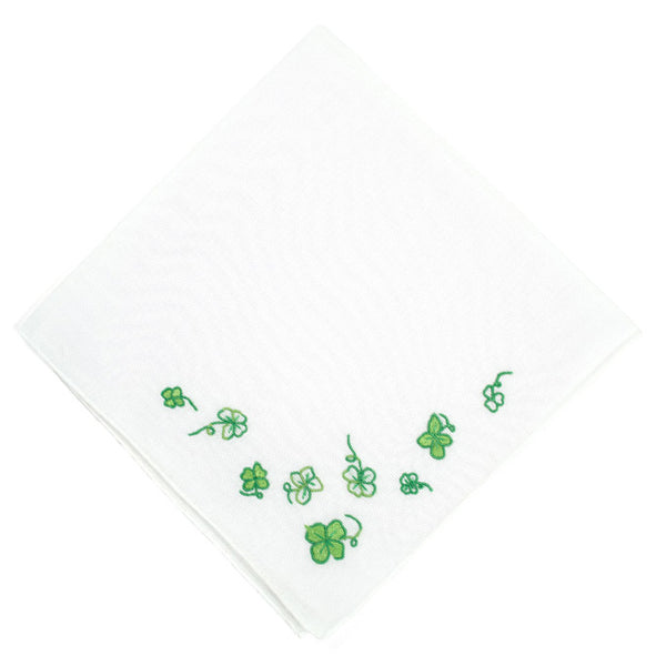 Embroidered Trèfles Green Handkerchief