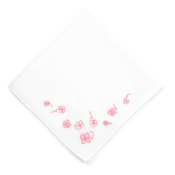 Embroidered Trèfles Pink Handkerchief