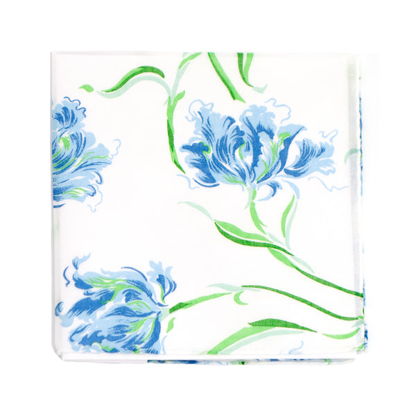 Printed Tulipe Perroquet Blue Handkerchief