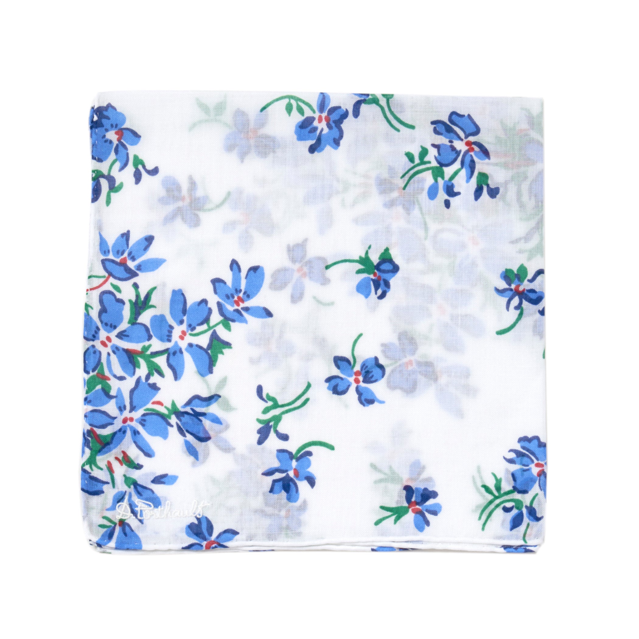 Printed Violettes Blue Handkerchief