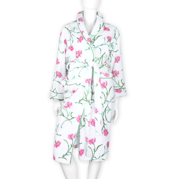 Carnations Pink/Green/Blue Terry Robe