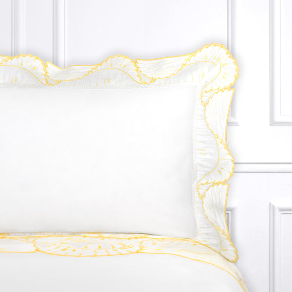 Eventail Yellow Voile Emb. Bed Linens