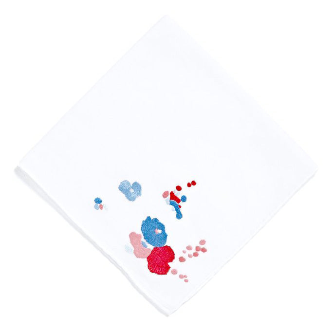 Embroidered Demoiselles Red/Blue Handkerchief