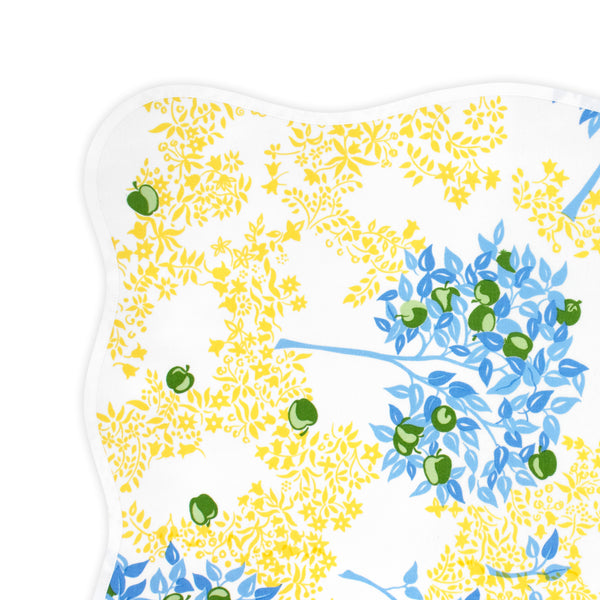 Pommiers Blue/Yellow Printed Placemat/Napkin Set