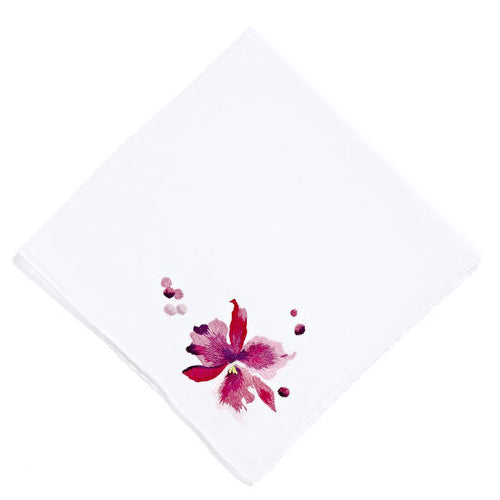Embroidered Orchidée Handkerchief