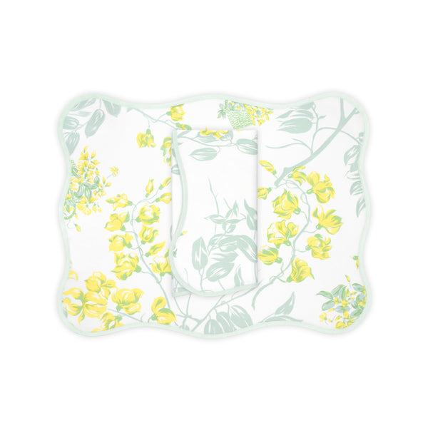 Glycines 绿色/黄色印花餐垫/餐巾套装