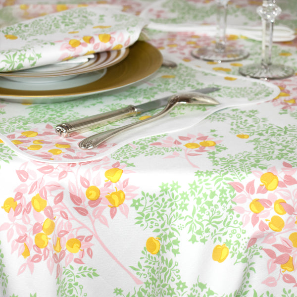 Pommiers Pink/Green Printed Placemat/Napkin Set